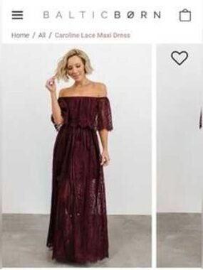 Baltic Born Burgundy Off-Shoulder Lace Maxi Dress